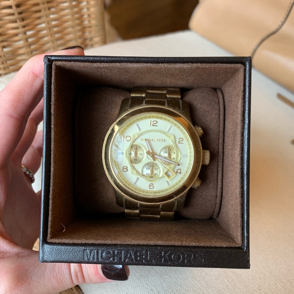 Michael Kors gold oversized runway watch